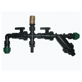 Kit sortie pompe avec filtre, valve, robinet, connecteurs et circulation d'eau (monté)